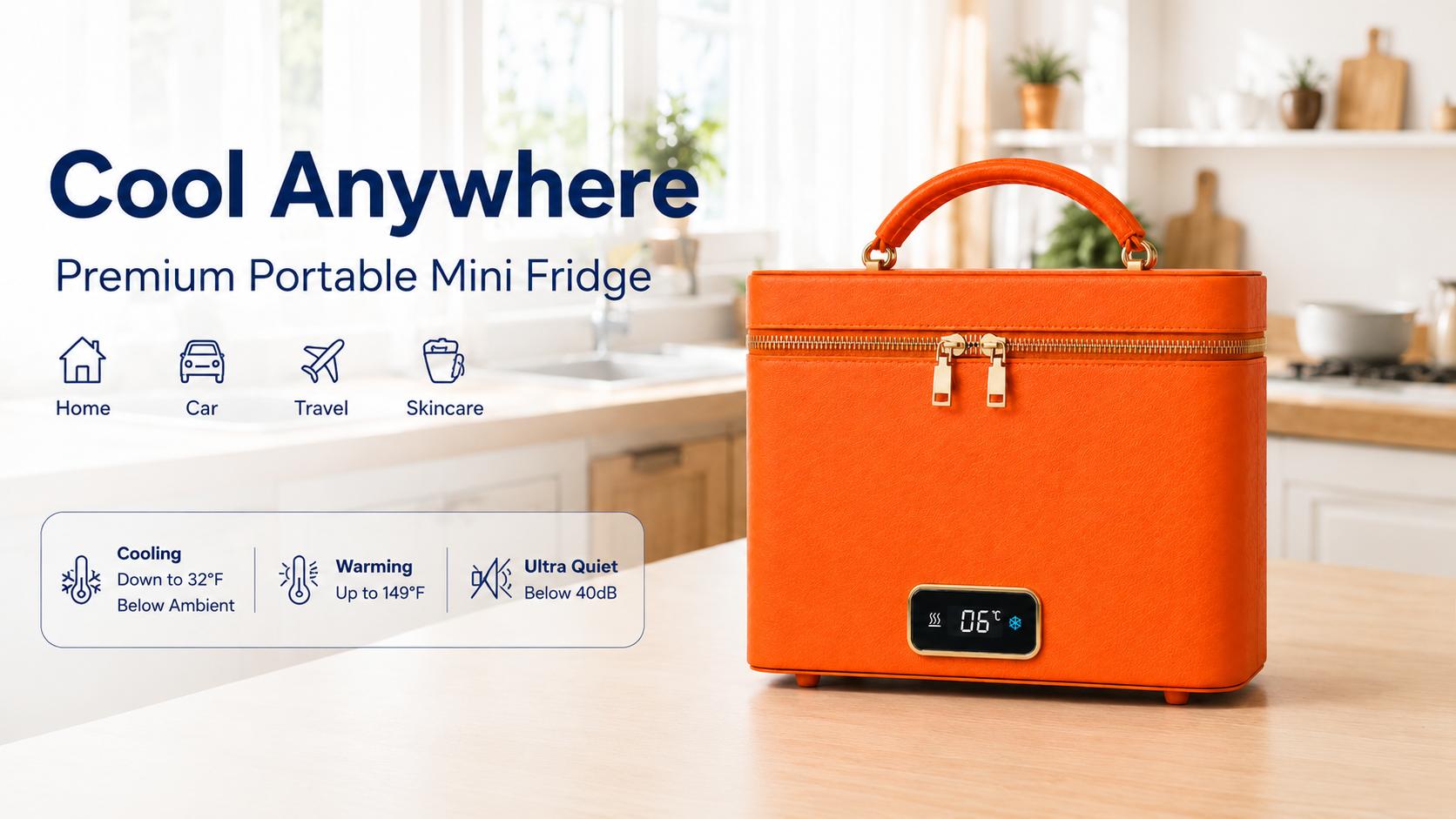 CHICOOL 5L Mini Fridge, Small Portable Cooler and Warmer with Quiet Operation, AC/DC/USB Powered for Skincare, Road Trips & Camping, Dual Temp., Rectangular, Semiconductor, Dual Mode, Cool/Warm