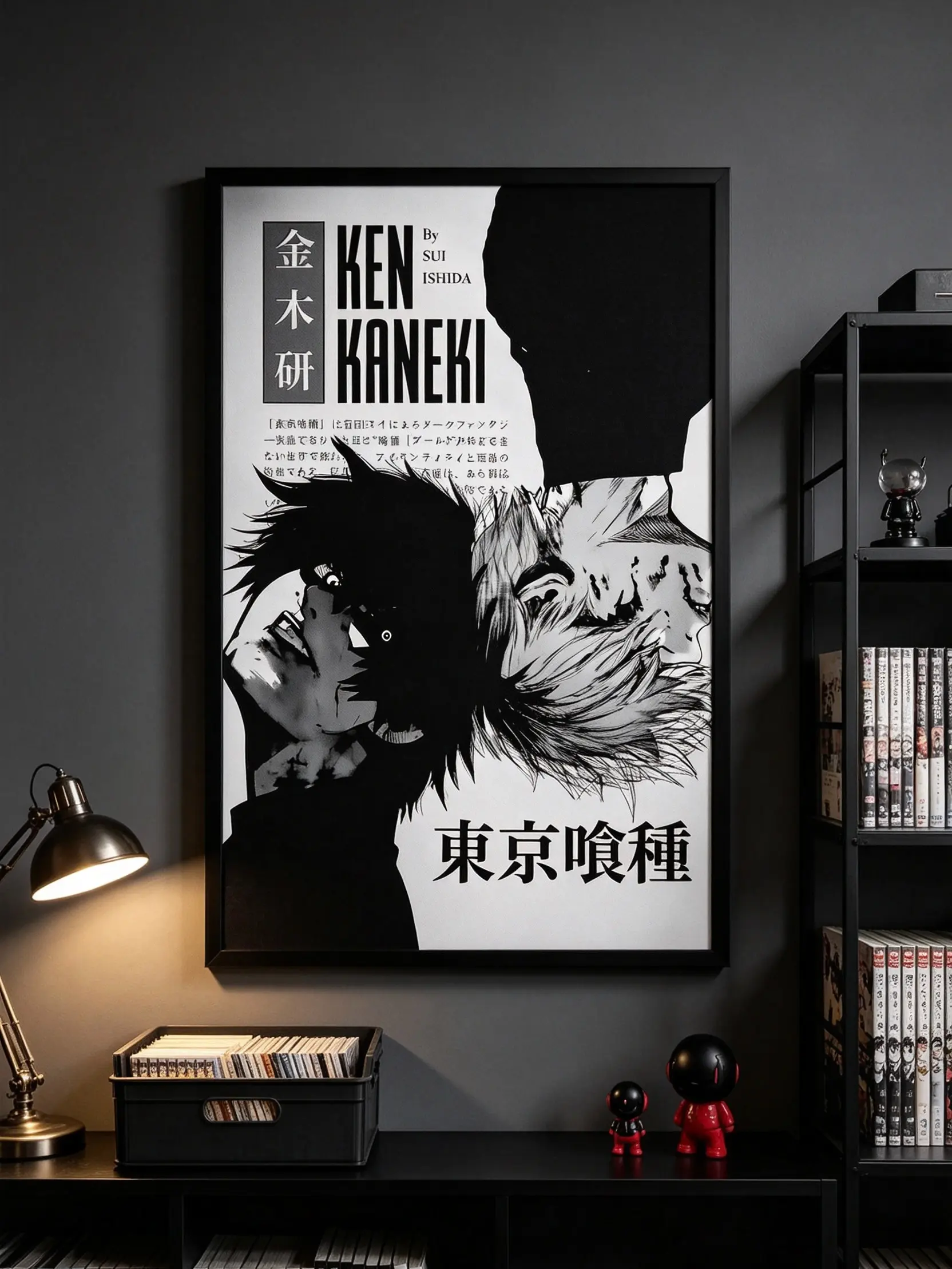 Tokyo Ghoul Ken Kaneki Anime Manga Canvas Poster - Dark Japanese Home Decor, HD Print Cool Stuff for Room, Otaku Gift for Bedroom Dorm