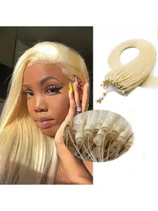 613 Blonde Color Straight Micro Links Extensions Human Hair Brazilian Micro Loops Hair Extensions for Women Micro Rings Hair