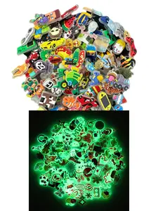 Random Glow in the Dark Clogs Charms, 50pcs Fashionable Novelty Shoes Decorations for Clogs Design, Dazzling Glamour Trendy Holiday Shoe Accessories for Women & Girls