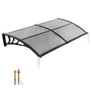【Summervibes】VEVOR Awnings for Door Entrance, 38 x 78 in, Exterior Front Door Window Awnings with Drainage & ABS Bracket, Rain Snow Sun Protection, Overhang Polycarbonate Door Canopy for Porch Patio, Smoky Gray