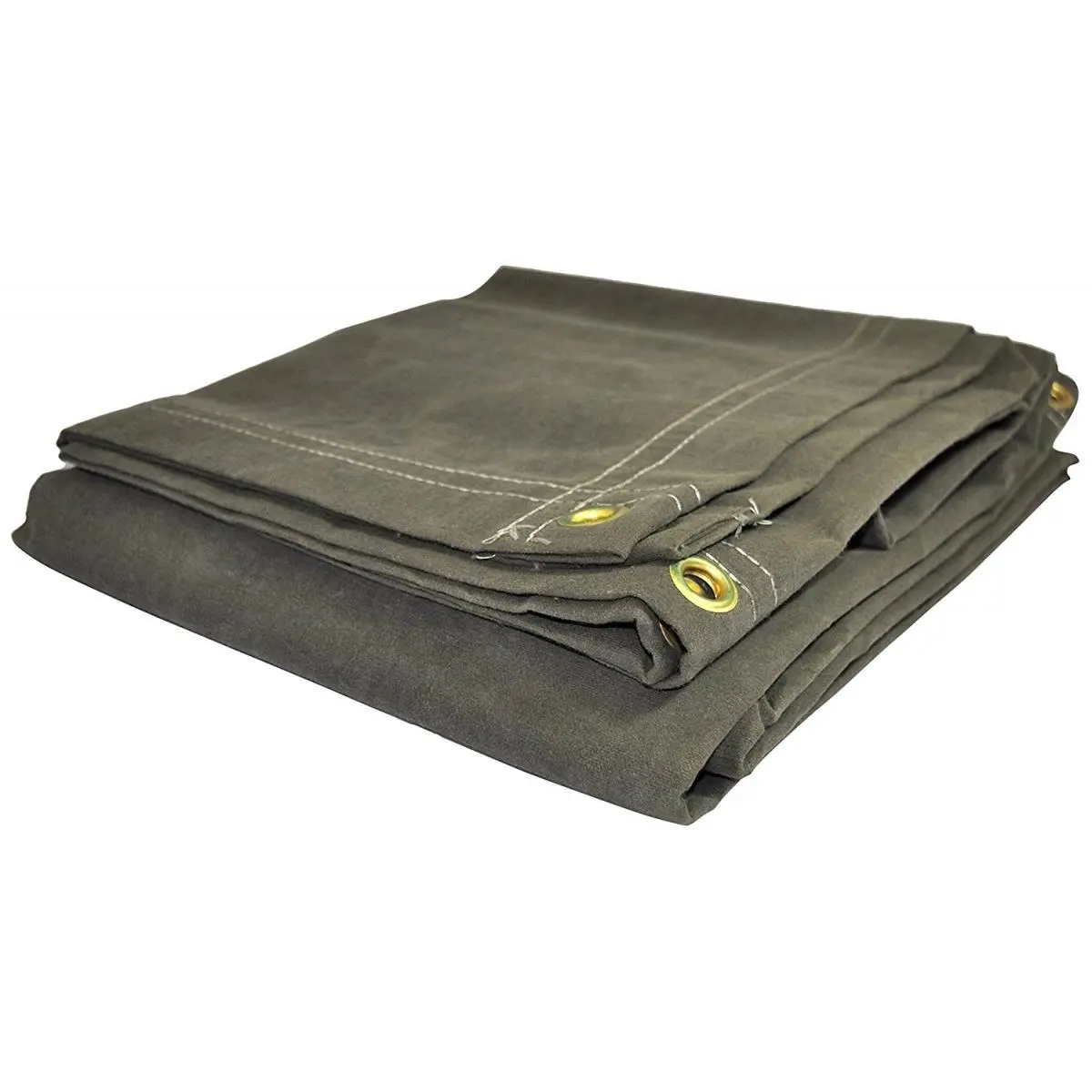 Olive Canvas Tarp - 10x12 ft Heavy Duty Outdoor Covering with Brass Grommets, Double Stitched Hems & Seams, Wear-Resistant Rugged Waterproof Tent Accessories for Camping, Emergency Survival