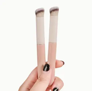 Pink Concealer Brush Round Head Sponge Concealer Makeup Brush Blackhead Concealer Brush Single White Fiber Hair Makeup Brush Contouring Highlighter