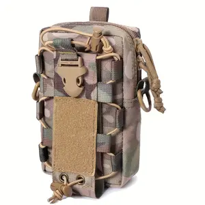 Tactical MOLLE Pouch, Multi-Functional Outdoor Camping Water Bottle And Phone Bag, Sports Style Solid Color Polyester Fiber, Zipper Closure, Normal Waterproof, Hiking Waist Pack, Hiking Essentials|Sporty Design|Secure Zipper Closure