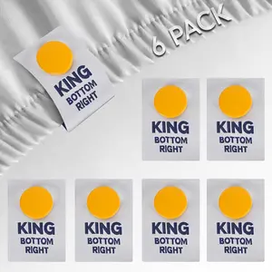 [] SheetSnaps Bed Sheet Corner Labels - Know Which Way The Sheets Go for Easy Bed Making - 6pk- Color-Coded, Snap-On Tags for Size  - Laundry Hack, Machine Washable Sheet Organizer