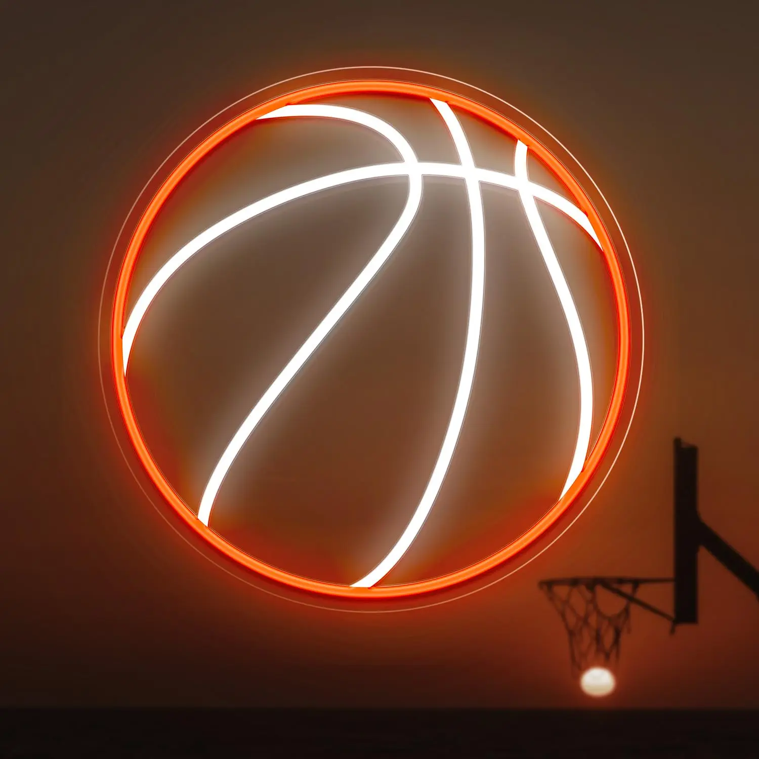 Basketball Neon Sign, 12.6×12.6 Inch Basketball Led Neon Light, Dimmable LED Neon Signs for Wall Decor, Powered by USB Wall Decor Aesthetic, Sports Neon Signs for Room Bedroom Shop Decor
