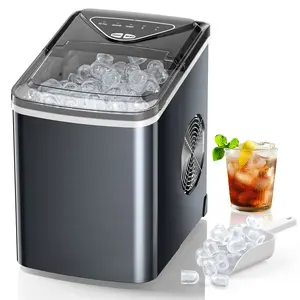 24lbs/24Hrs Portable Ice Maker Countertop with Ice Scoop, Basket and Handle, Quick 9 Ice Cubes in 6 Minutes, Self-Cleaning with 2 Sizes of Bullet Ice for Home, Office, Parties and Bar