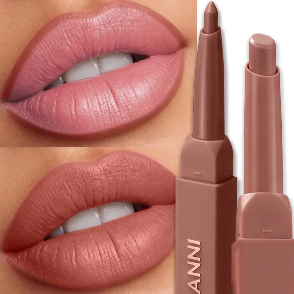 2-in-1 Matte Lip Liner Pencil Velvet Lipstick Crayon Waterproof Smudge-Proof Easy Precision Brown Lip Contouring Charming Makeup