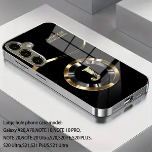 Background Letter J Pattern Electroplated Glass Protective Phone Case Cover for Samsung S25/s24/s23/s22/s21/s20/note20/note10 Series