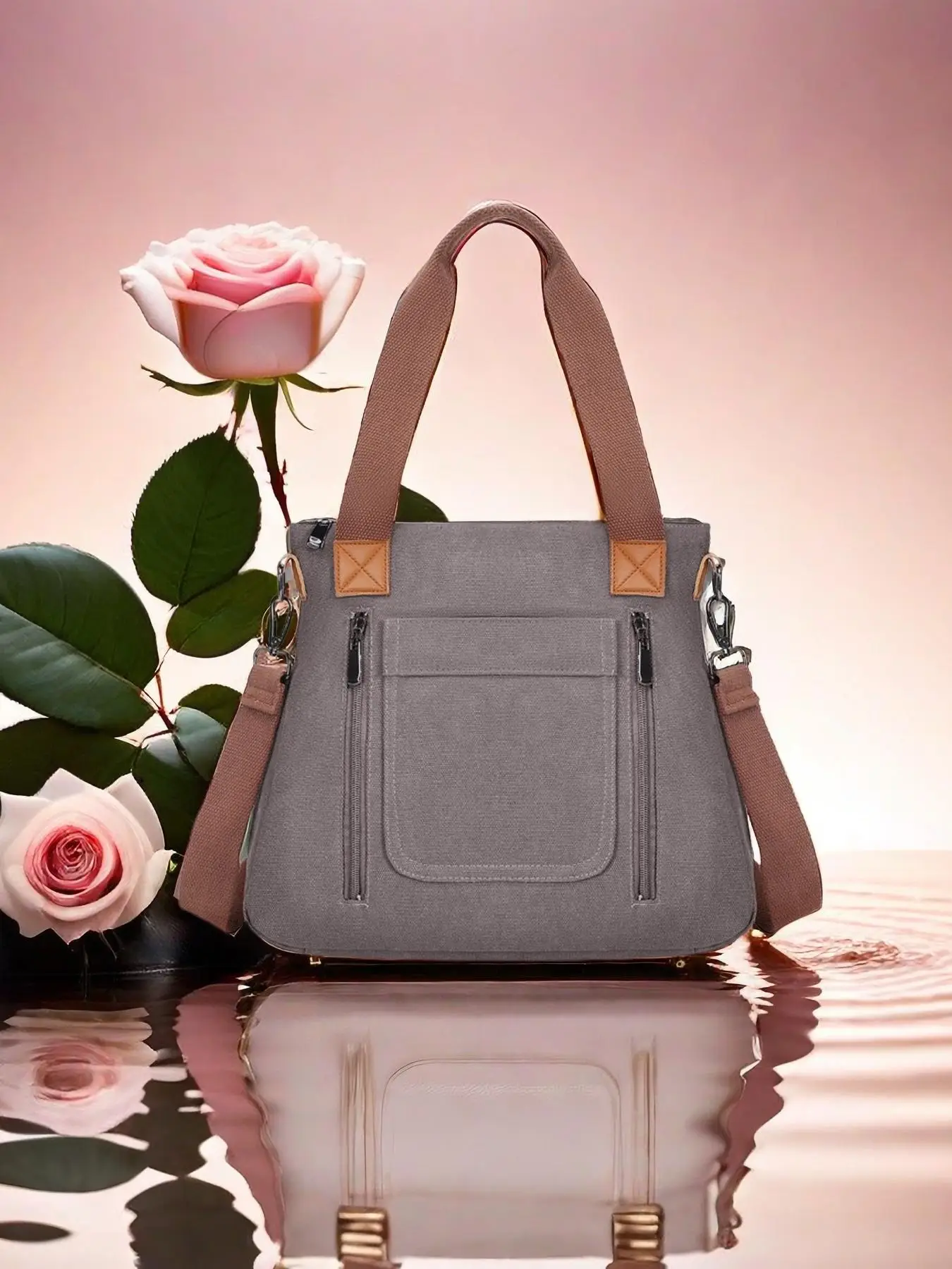 Women's Simple Canvas Shoulder Bag, Casual Fashion Large Capacity Messenger Bag, Durable and Dirt-Resistant, Perfect for Daily Commute