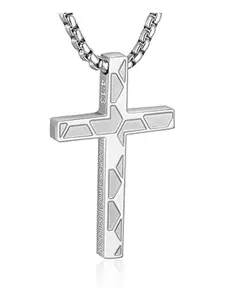 Boys' Stainless Steel Inspirational Cross Pendant Necklace, Religious Christian Jewelry Gift, First Communion Confirmation Graduation Present