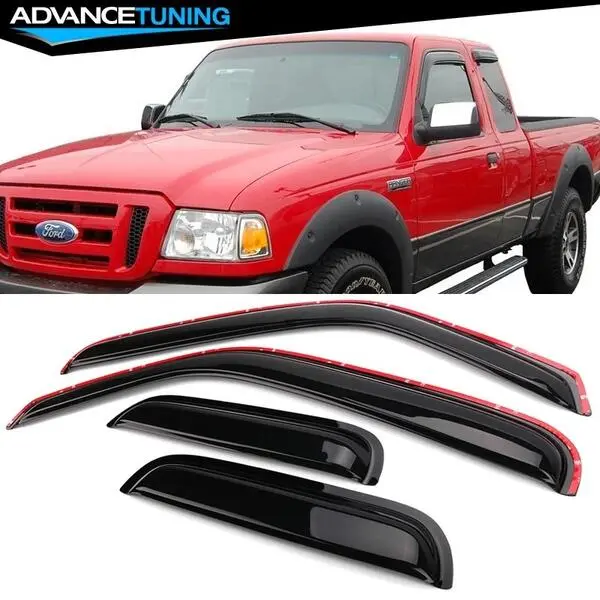 Fits 99-11 Ford Ranger 99-00 Mazda B2500 In Channel Acrylic Window Visors 4PCS