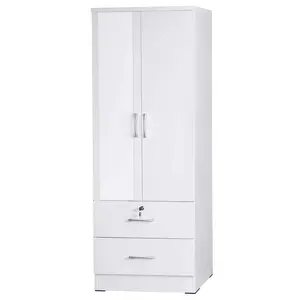 Better Home Products NW108-M-WHT Grace Armoire Wardrobe Cabinet with Mirror & Drawers, White