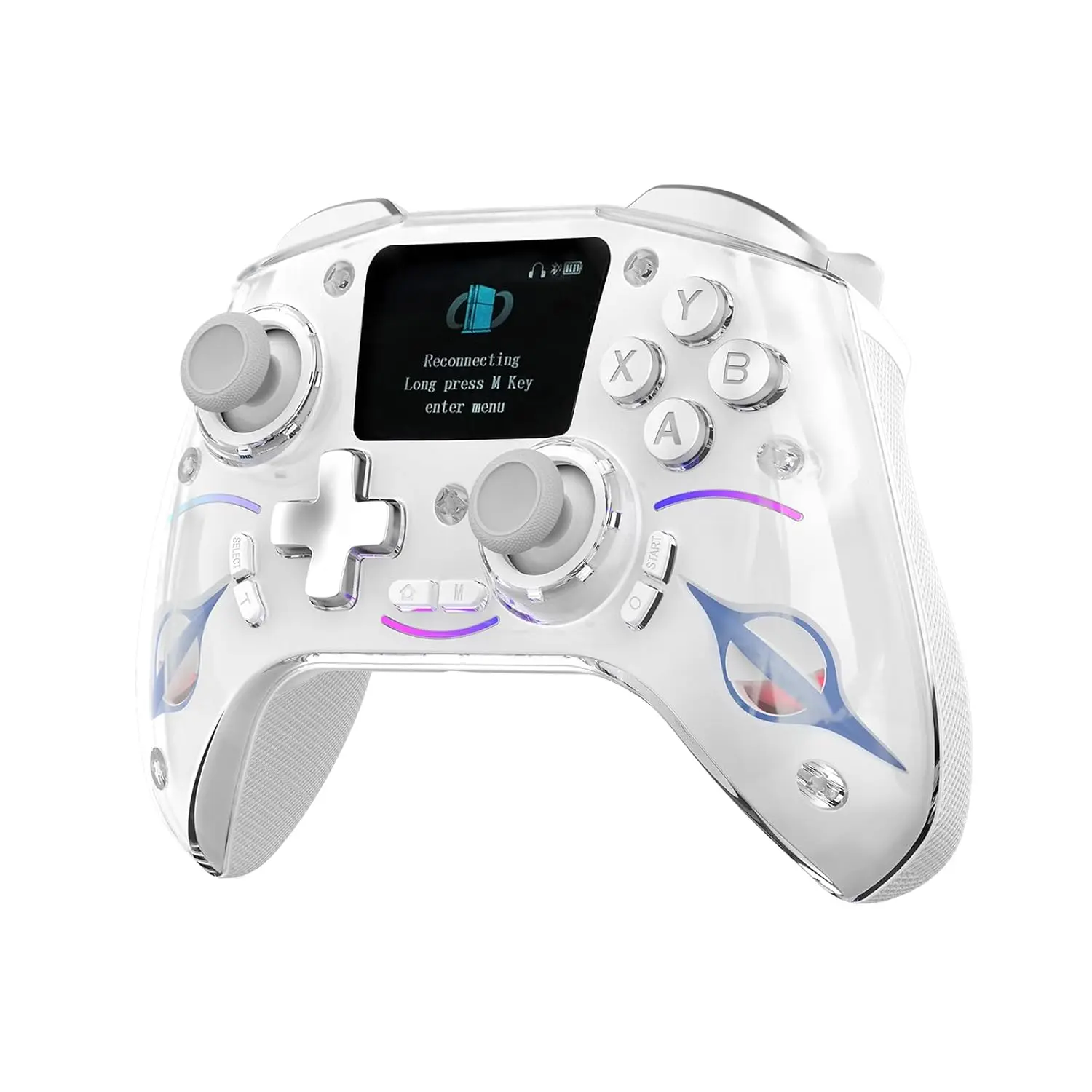 Compatible with PC/Switch/PS4/Phone,Wireless Smart Display Controller with Hall Effect Joysticks, Dual SwitchTriggers & Macro Programming, OLED Screen,Turbo, RGB Backlight, 3.5mm Audio,Rechargeable