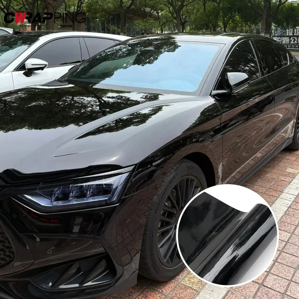 Glossy Black Vinyl Wrap Wrapping Sheet Car Stickers Vinyl 1.5m Waterproof Self-adhesive for Car Adhesive Film Auto Body Films