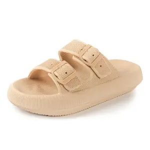 RANOSAT Cloud Slippers Double Buckle Adjustable Slide EVA Soft Comfy Indoor Outdoor Anti-slip Slippers Dual Buckle Strap Soft Cushioned Pillow Slippers Walking Shoes