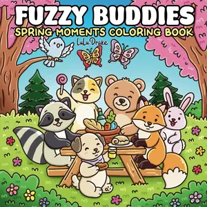 Fuzzy Buddies Spring Moments: A Bold & Easy Spring Coloring Book for Adults and Teens, Featuring Cozy Fuzzy Friends
