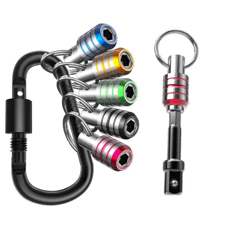 Drill Bit Holder Kit, 1/4 Inch Hex Shank Keychain Socket Adapter, Inter Locking Quick Release Magnetic Screwdriver Bit Holders