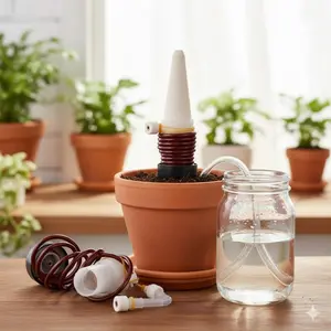 Silent Smart Auto Watering System Kit Indoor Plants Drip Irrigation Device Adjustable Plant Watering Probe Water Saving Self Watering for Pots Home Office Gardening Decor Accessories Easy Setup Leak Proof