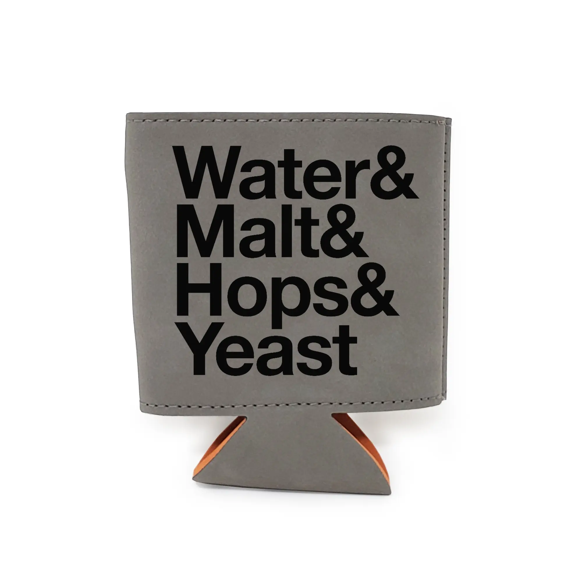 Water Malt Hops Yeast Beer Ingredients Vegan Leather Insulated Beverage Sleeve Cozie