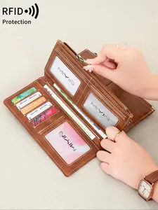 Women's Fashionable Plain Color Trifold Wallet, Large Capacity Credit Card Holder with RFID Blocking, Casual Trendy Versatile High-quality Daily Wallet, Durable Fashion Wallet, RFID Blocking Wallets, Zipper Wallet