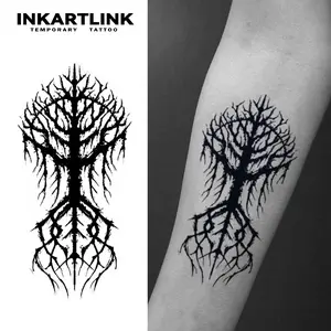 INKARTLINK Tattoo Tech, 2 Sheets Semi-Permanent Temporary Tattoos ,Mark of the Black Angel 1,Adult Art Design,Lasts 1-2 Weeks, Waterproof, Realistic Look, No Adhesive, No Reflection,For Man And Woman,Ideal for Swimming, Party
