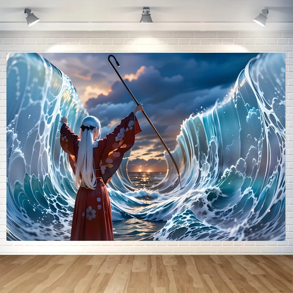 Moses Parting the Red Sea Vinyl Backdrop - Wall Art for Religious Displays, Photography Backdrops - 2 Sizes Available as Banners, Ornament Prints