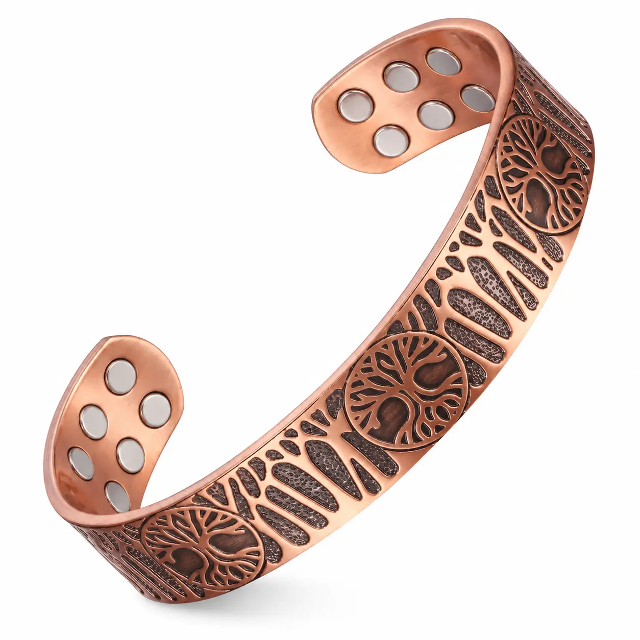 Jecanori  Solid Copper Cuff Bangle Bracelet for Men-Women, Fashion Costume Jewelry Accessory