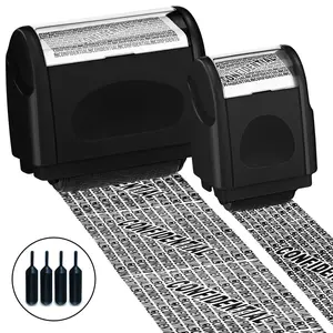 2 Pack Identity Theft Protection Roller Stamp, Wide Confidential Stamp Set with 4 Refill Ink for ID Blockout, Privacy & Security Personalized Address Labels