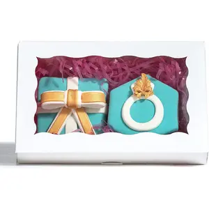 100 Pack Auto-Popup 7 x 4 3/8 x 1 1/2 Cookies boxes for 2 Macaron Boxes White  Covered Ore Boxes Pastry Boxes Cakesickle Boxes Bakery Boxes with Window