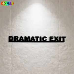 1pc "Dramatic Exit" Typography Metal Wall Art, Bold "Dramatic Exit" Statue Mural, Ideal Gift for Halloween, New Year, Typography & Theater Enthusiasts,  Wall Sculptures, Perfect for Living Room Wall & Patio Fence, Edgy Statement Decor