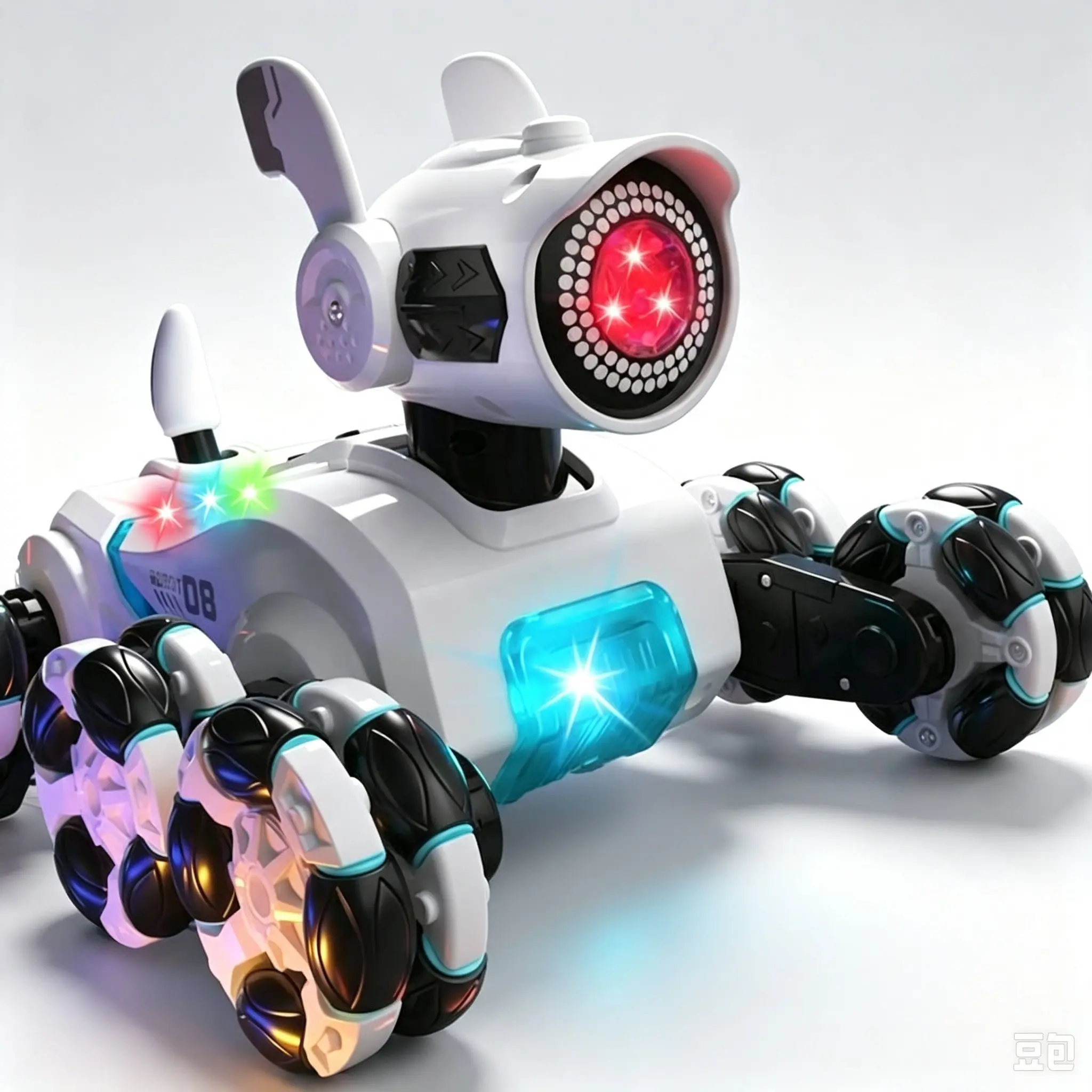 2.4GHz Remote-Controlled Pet Dog Toy with Mist Spray, Stunt Capabilities, Gesture Sensing, and LED Eyes