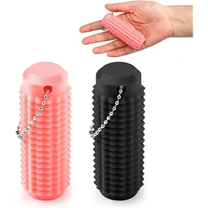 2 Pack Pain Fidget , Fidget Toys for Adults & Teens, 3D Printed Keychain Sensory Toy for Stress Relief & Focus, Office Workers Gifts for Men (Black & Pink)