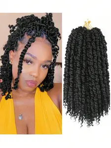 Pre-Twisted Passion Twist Hair 14 Inch, Short Passion Twist Crochet Hair for Women 4PCS/Packs Black Color Pre-Looped Passion Twists Braiding Synthetic Hair Extensions (14inch,1B)
