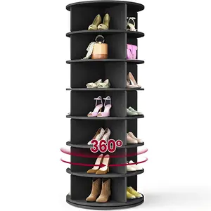 KATHY HOME 360° Rotating 7-Tiers Organizer Shoe Rack Fits 24-28 Pairs Spinning Mechanism for Entryway Living Room Hallway Durable Wood #Summervibes