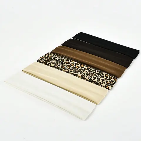 Solid Color & Leopard Pattern Hair Band, High Stretch Hair Band for Women & Girls, Fashion Hair Accessories for Gym Workout Running, Sports Hairbands, Elastic Stretchy Headbands, Headband Set