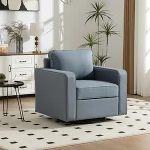 360° Swivel Accent Chair with Hidden Storage & Square Modern Design