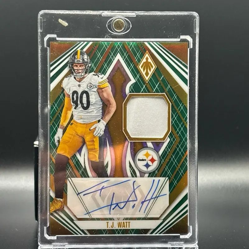 T.J. Watt Autographed NFL Trading Card with Game-Used Jersey Patch and Signature