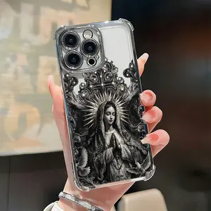 Praying Virgin Mary Phone Case， Baroque Religious Style for iPhone 17 16 15 14 13 12 11 Plus Pro Max. SJFS