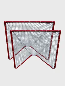 Crankshooter® Box Lacrosse Goals, Pair (Qty 2), 4'x4'x4', 29 lbs Each, Includes 5mm White or Black Nets