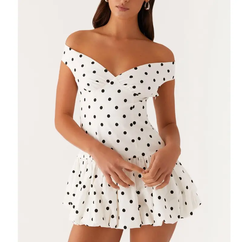 short white polka dot summer dress - TikTok Shop