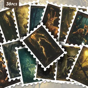 36pcs Dark Forest Animal Art Stickers Pack | Dynamic Vinyl Decals with Magical Wildlife Designs | for Laptop, Decor & Gift | for Art Fans & Mysterious Vibe Enthusiasts