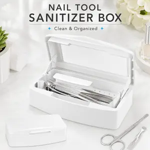 Nail Art Tools, Plastic Storage Box for Nail Tools,Manicure Tool, Tweezers, Hair Salon, Spa and Trimmer Manicure Equipment (1 piece, White)