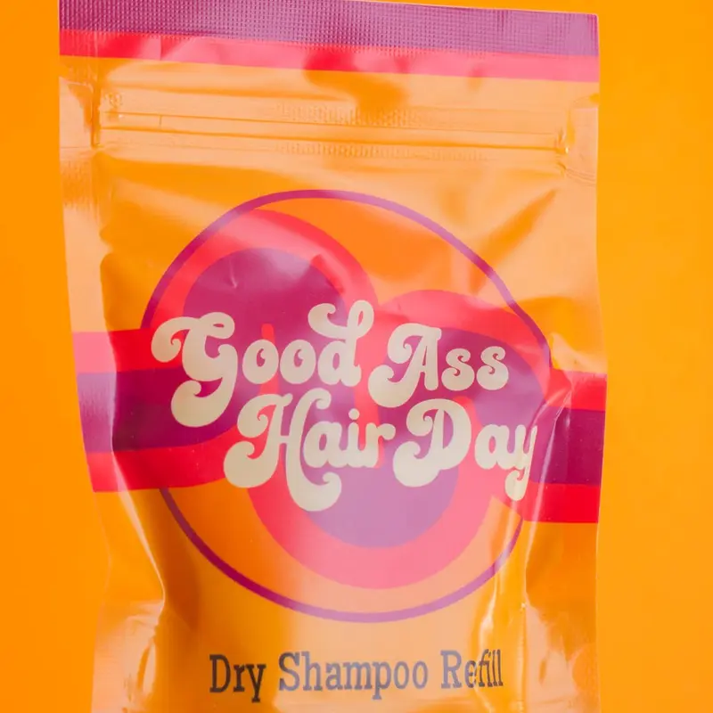 Good Ass Hair Day Dry Shampoo Refill Pouch, 4oz Vanilla-Corn Starch Powder Haircare with French Clay, Oil-Absorbing Hair Product (Includes How to Apply Dry Shampoo Guidance)