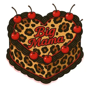 Big Mama Heart Cake Magnet - Y2K Baddie Vibes Decor 3" Glossy Handmade Leopard Print with Cherries for Fridge Lockers & Gift Bags