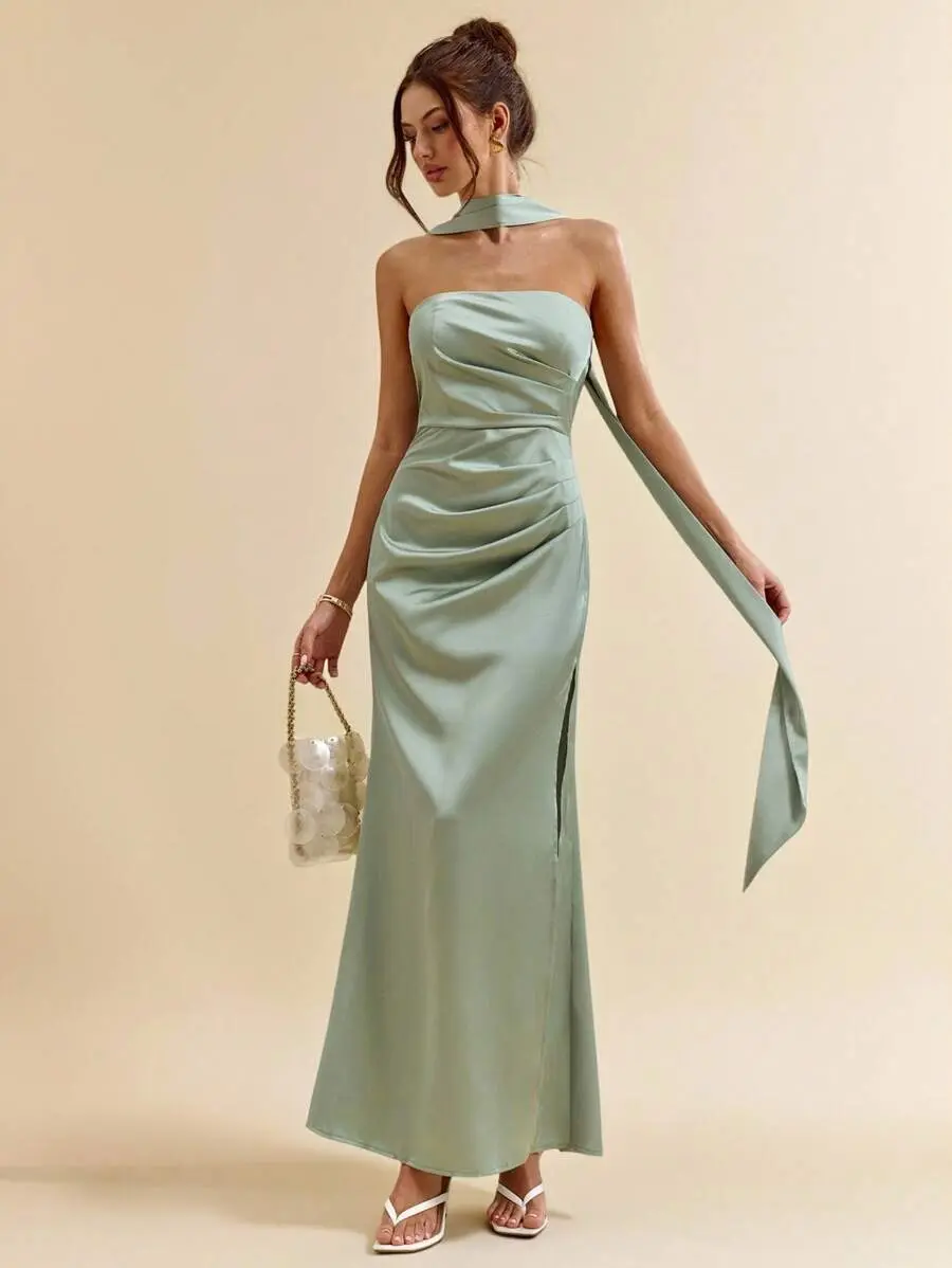 green satin bridesmaid dresses - TikTok Shop