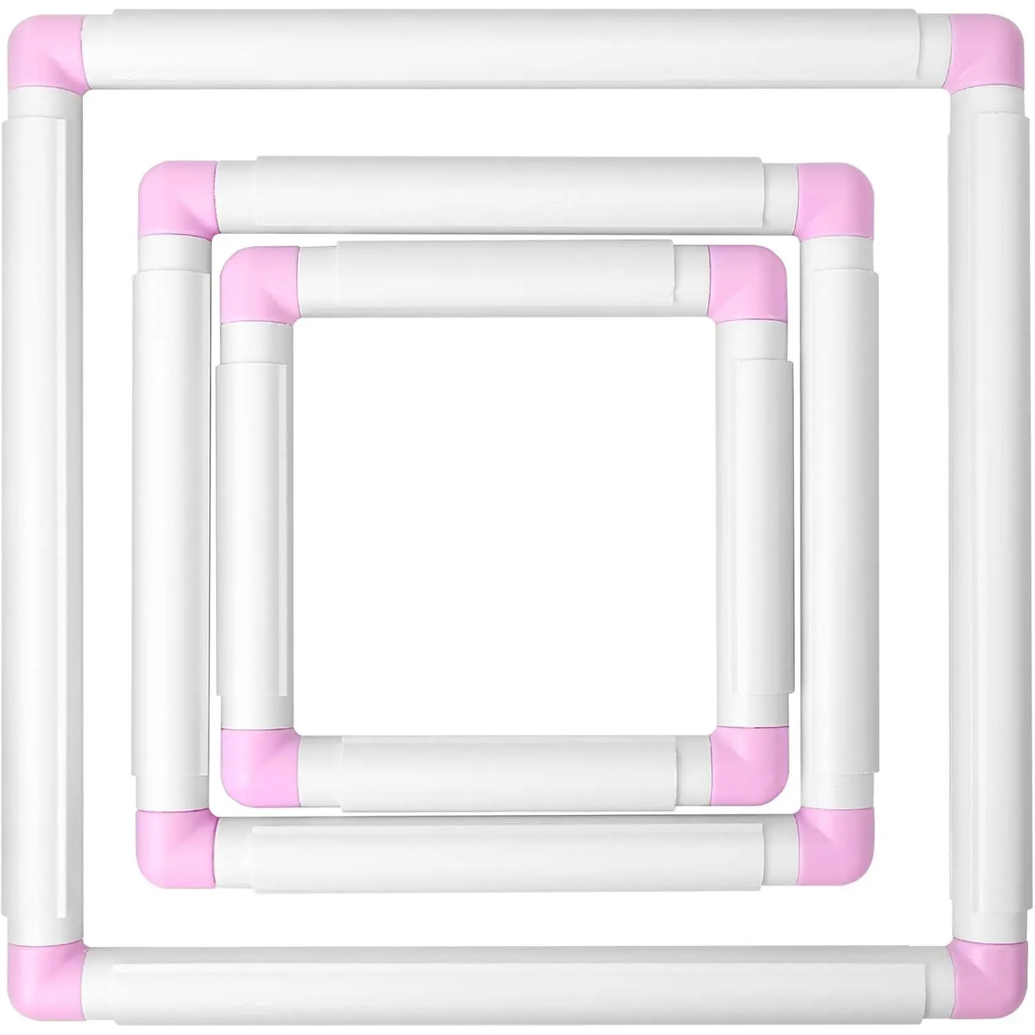 3 Pack Square Embroidery Hoops, Plastic Cross-Stitch Hoops, Plastic Clip Frame for Embroidery, Embroidery Quilting Frames (6x6, 8x8, 11x11)...