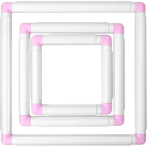 3 Pack Square Embroidery Hoops, Plastic Cross-Stitch Hoops, Plastic Clip Frame for Embroidery, Embroidery Quilting Frames (6x6, 8x8, 11x11)...