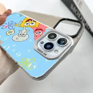 Cheerful spongebob Phone Case For iPhone 17 Pro Max 16 15 14 13 12 MAX Plus Color silver shell Cover