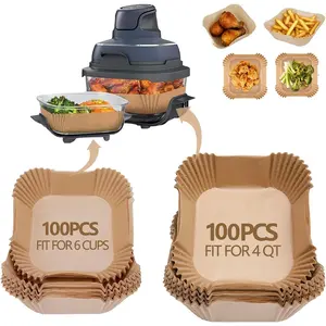 200-Pack Unbleached  Paper Liners for  Crispi Air Fryer - Disposable, Non-Stick, 450?F Heat Safe, Quick Cleanup Accessories for  4-in-1 Portable Glass Cooking System